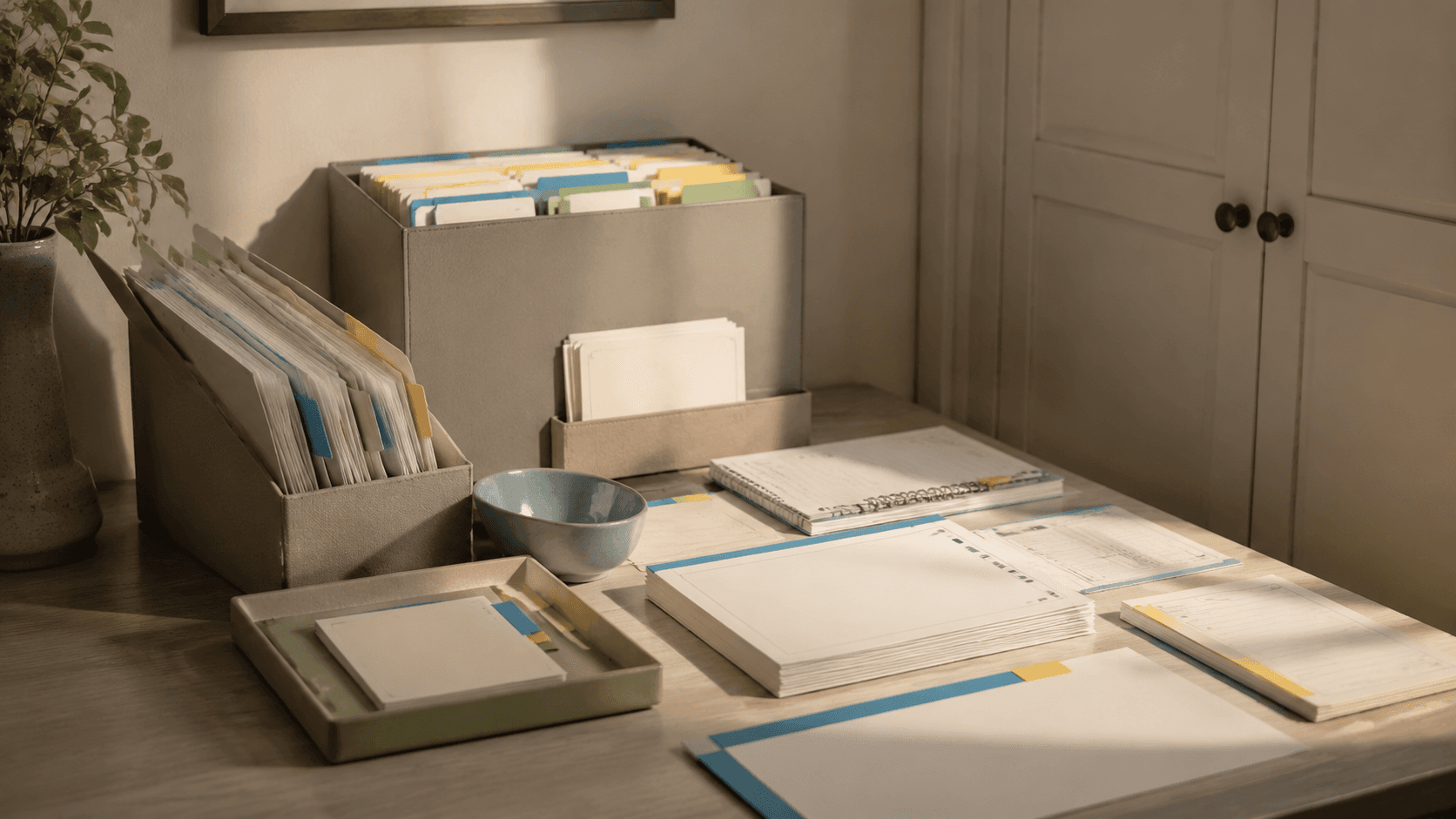 Household utility log workspace with orderly notes and safe observation prompts