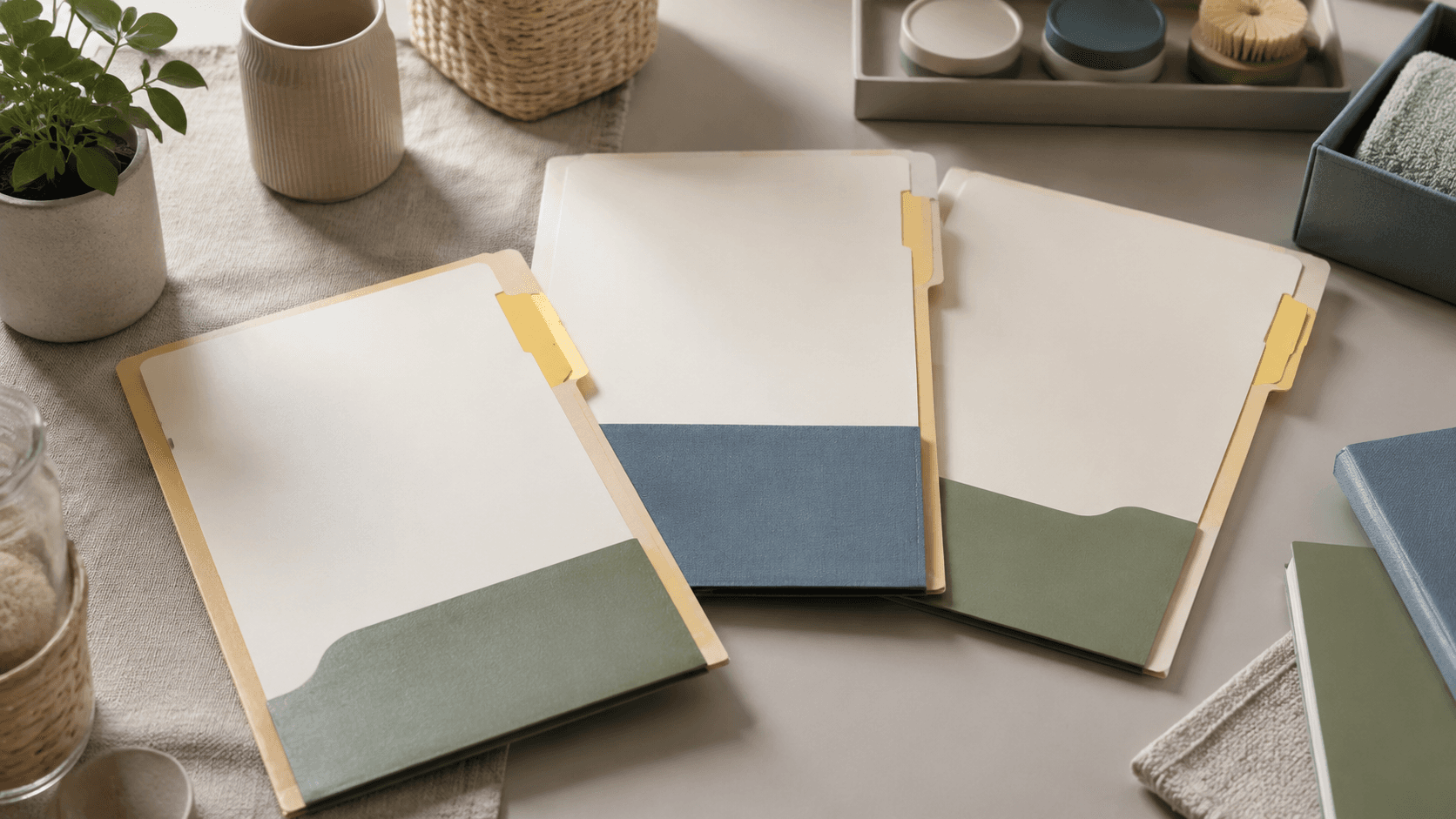 A set of organised household observation records on a utility desk